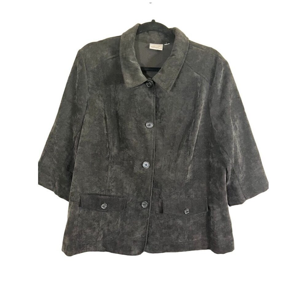 Kim Gravel Jacket XL Black Neutral Mature Corduroy Boho Hippie Western 80s